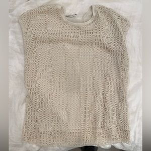 Zara Tee - Cream sleeveless with overlay